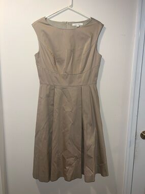 Brooks Brothers Sz 10 Cotton Sateen Fit-And-Flare Dress Neutral